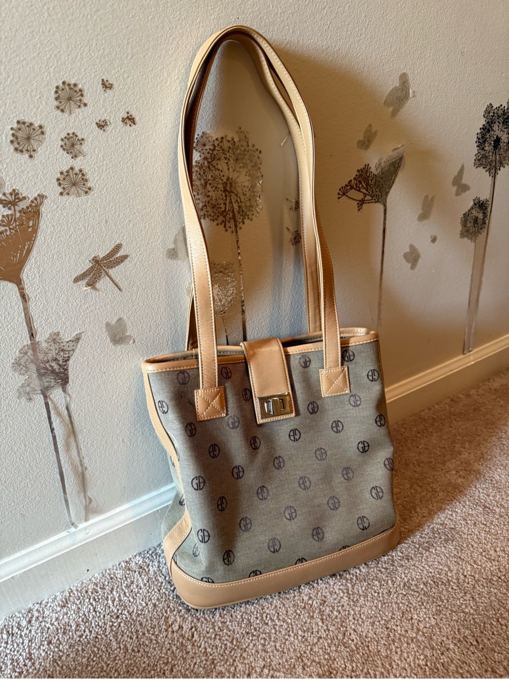 Giani Bernini: Canvas Tote Bag with Tan Trim - Women's Shoulder Bag